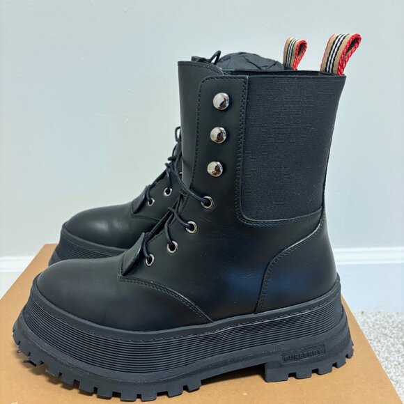 Black Burberry Boot on Creeper sole, size 37.5 EU/ 7 US - Picture 1 of 10